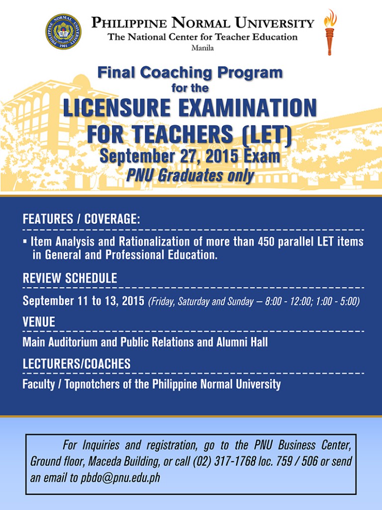 Final Coaching Let Review Non PNU Grad 2015